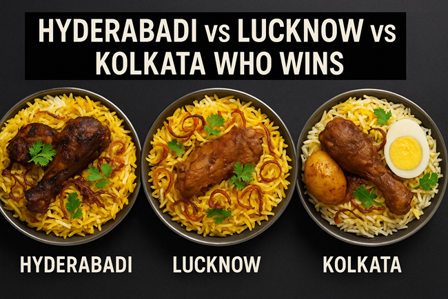 Hyderabadi Biryani vs Lucknow Biryani vs Kolkata Biryani