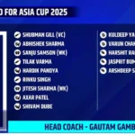 Indian Cricket Team for Asia Cup 2025